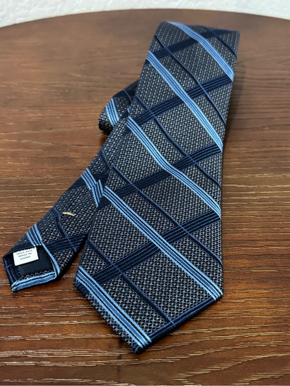 Joseph Abboud Navy and Light Blue Striped Men's Classic Silk Neck Tie
